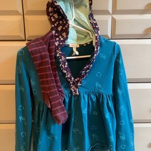 Size 10 Matilda Jane shirt, corduroy shirt and tights set. GUC.